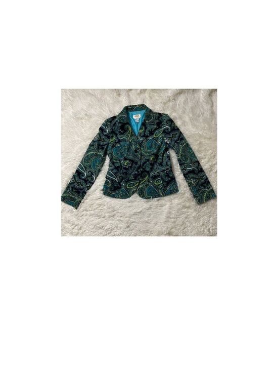 Talbots Jackets & Blazers - Talbot’s Blue/Green/Black Paisley Velvet Blazer - Size 6 (EUC)